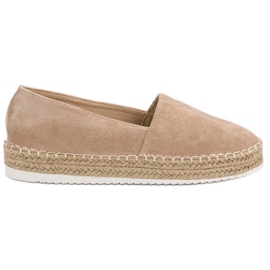 Small Swan Espadrile din piele de căprioară bej