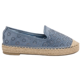 Espadrile ajurate din piele de căprioară albastru