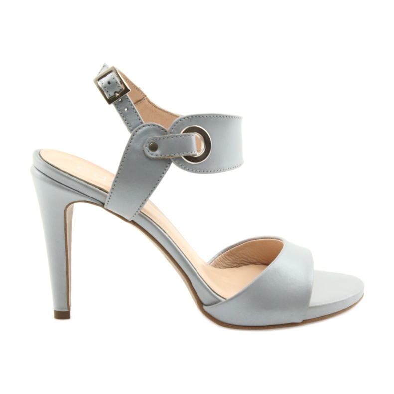 Sandale din piele pe un știft Edeo 3208 gri Sandale din piele pe un știft Edeo 3208 gri