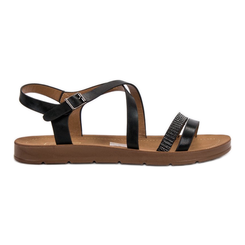 Filippo Sandale negre cu cristale negru Filippo Sandale negre cu cristale negru
