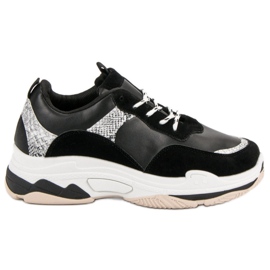 Adidași negri cu model negru Adidași negri cu model negru