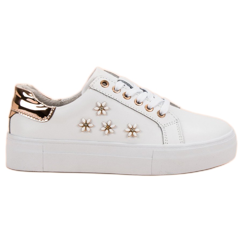 Filippo Pantofi sport din piele cu flori alb Filippo Pantofi sport din piele cu flori alb