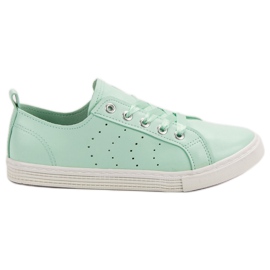 Kylie Adidași de menta legați cu o panglică verde Kylie Adidași de menta legați cu o panglică verde