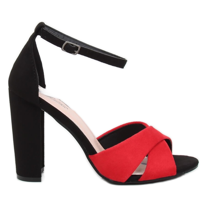 Sandale pe stâlp roșu și negru 369-34 Roșu