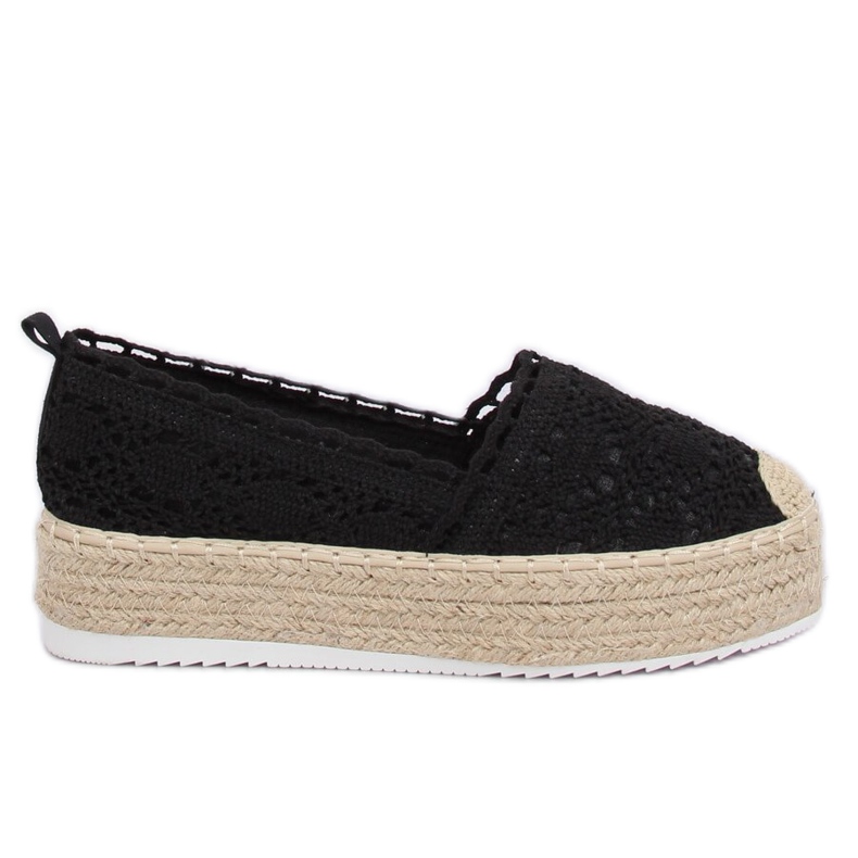 Espadrile din dantelă neagră A8692 Neagră negru