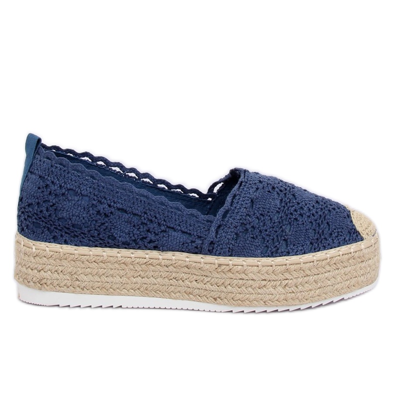 Espadrile din dantelă bleumarin A8692 DK.BLUE albastru marin