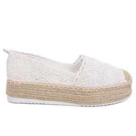 Espadrile din dantelă albă A8692 Albă