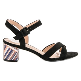 Filippo Sandale Cu Toc Decorativ negru