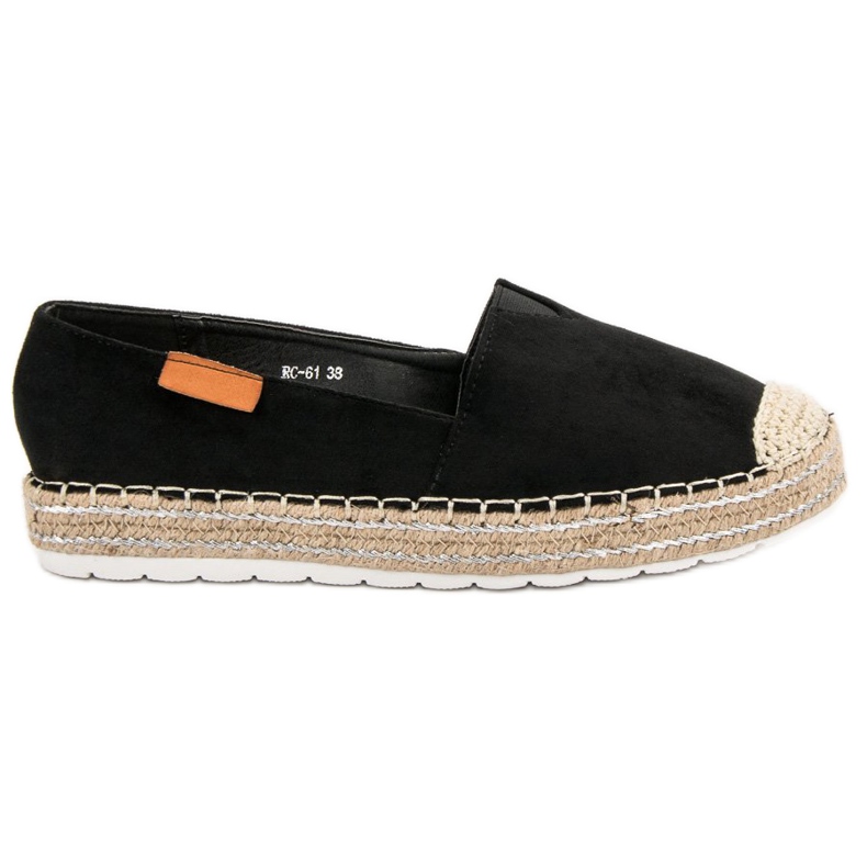 Espadrile din piele neagră negru Espadrile din piele neagră negru