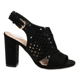 Seastar Sandale construite ajurate negru Seastar Sandale construite ajurate negru