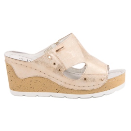 Sandale cu toc VINCEZA de aur