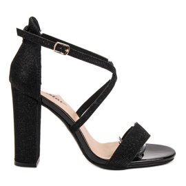 Seastar Sandale elegante cu sclipici negru Seastar Sandale elegante cu sclipici negru