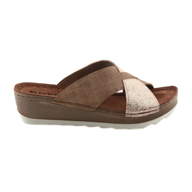 Papuci KOMFORT INBLU GX006 maro / auriu bej de aur