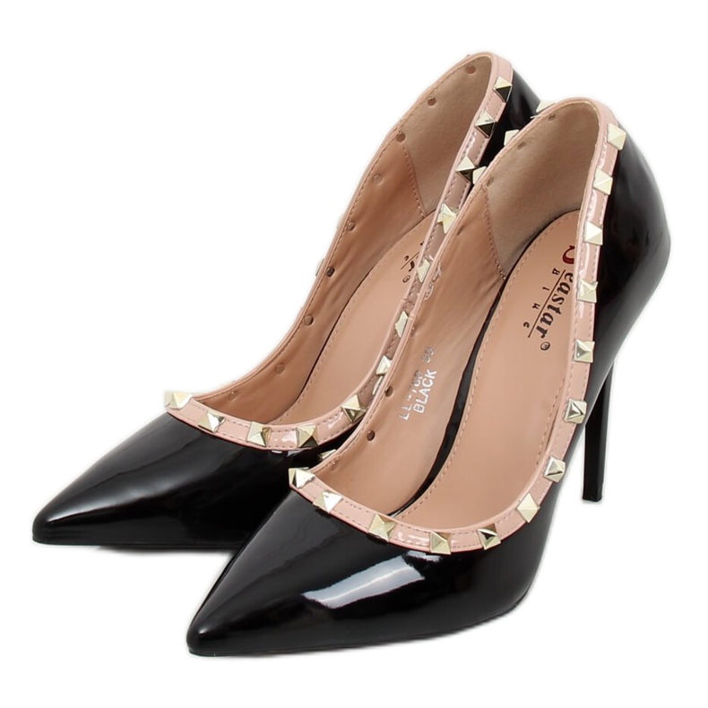 Pompe pe toc stiletto Valentina negru LL-76P Negru