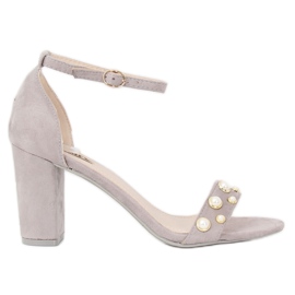 Sandale pe stâlp cu perle gri GH1519 Gri Sandale pe stâlp cu perle gri GH1519 Gri