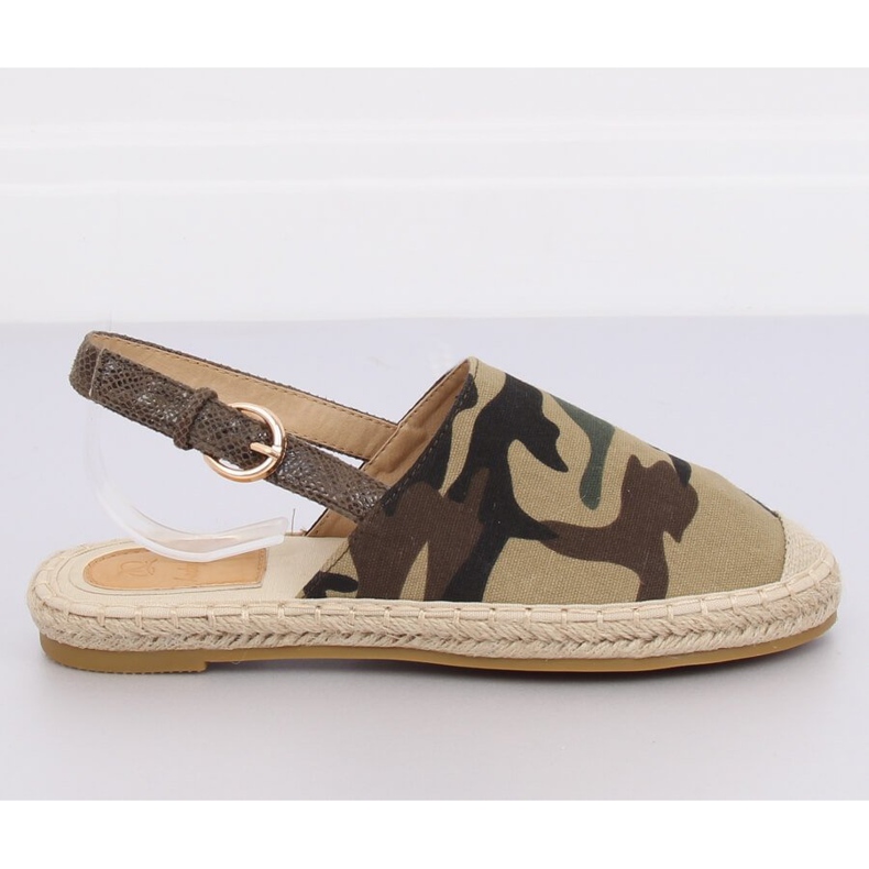 Espadrile cu toc deschis camo HH-119 Camuflaj verde