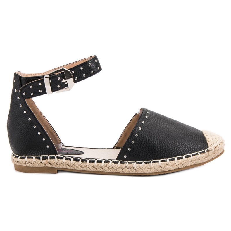 Best Shoes Espadrile cu jeturi negru