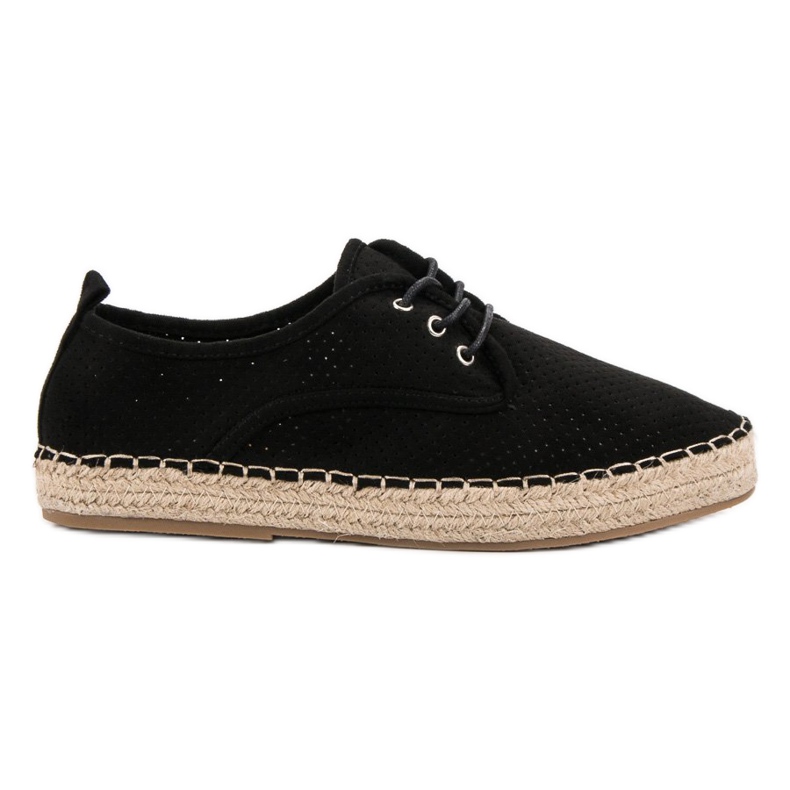 Ideal Shoes Espadrile cu cordon negru Ideal Shoes Espadrile cu cordon negru