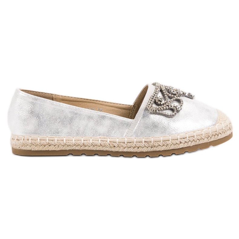 Ideal Shoes Espadrile din argint cu ornamente gri