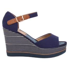Sandale cu toc 9079 Albastru albastru marin