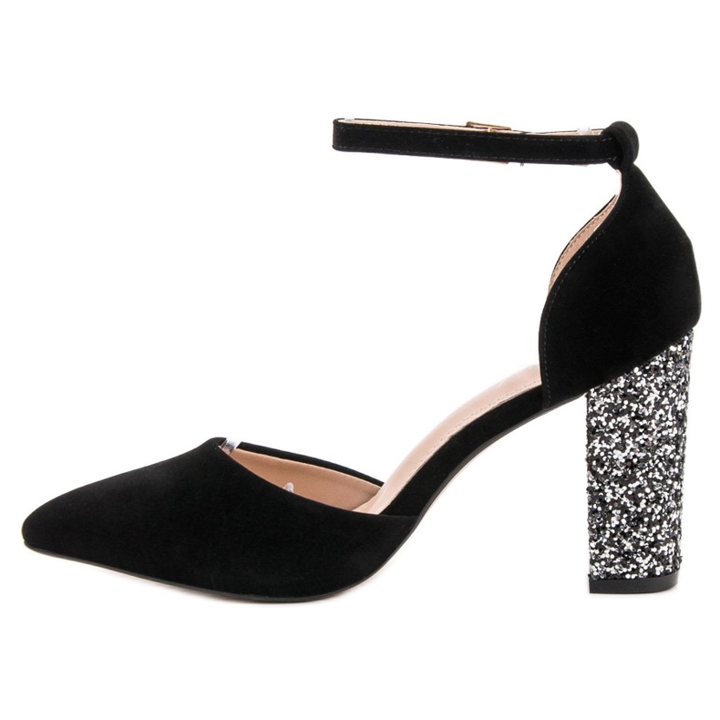 Weide Pompe cu toc sclipici negru