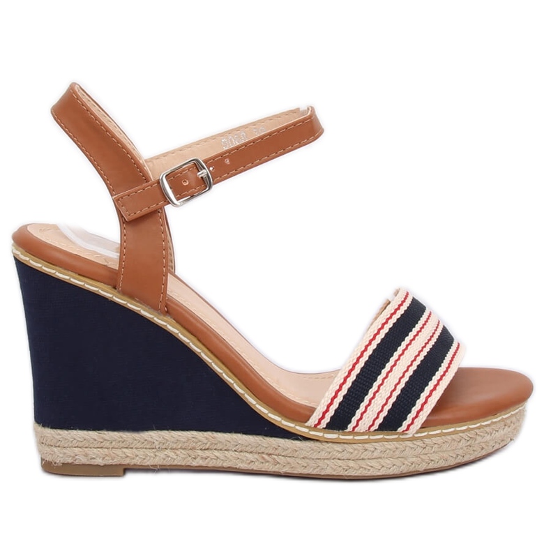 Sandale cu toc 9068 Albastru maro albastru marin