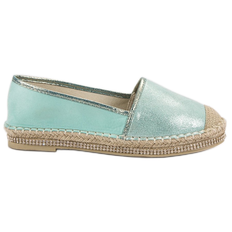 Lucky Shoes Espadrile de menta cu cristale verde Lucky Shoes Espadrile de menta cu cristale verde