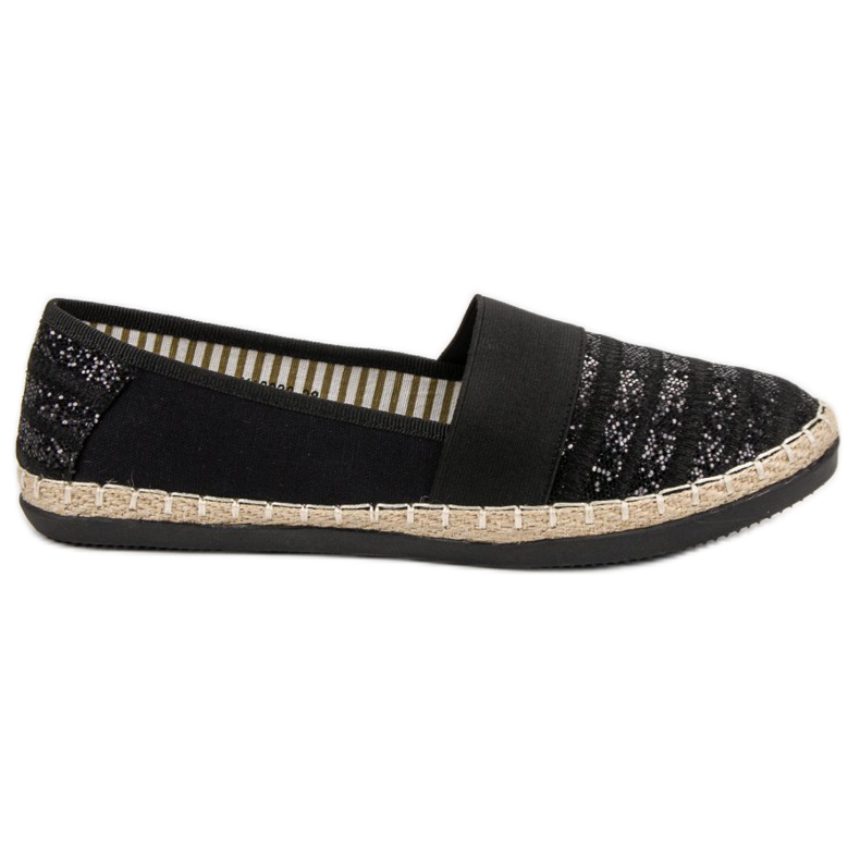 Kayla Espadrile strălucitoare negru