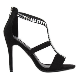 Sandale negre pe toc înalt B-60 Negru Sandale negre pe toc înalt B-60 Negru