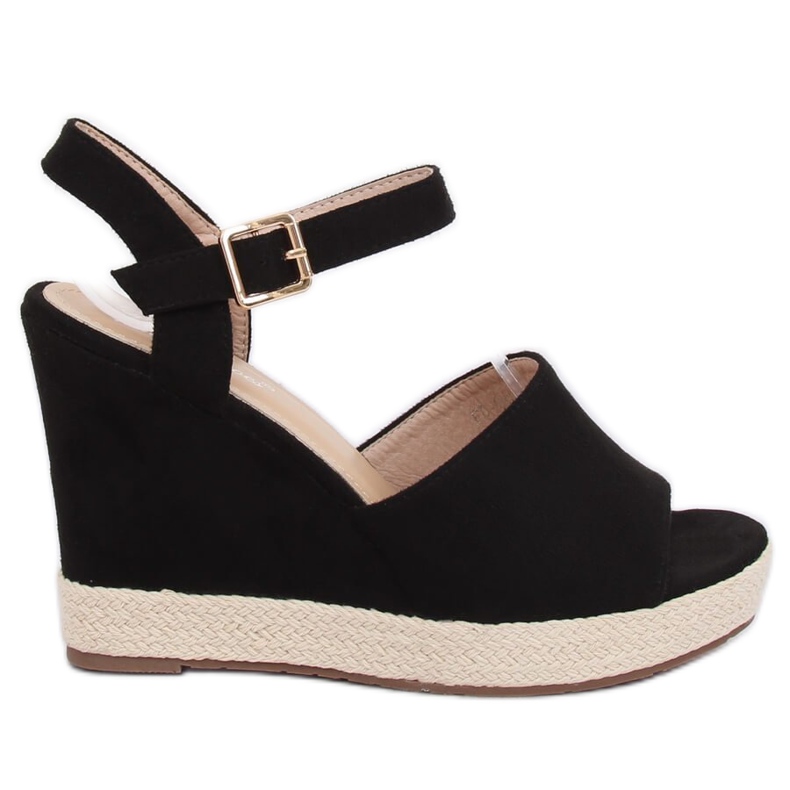 Sandale negre pe o pană neagră FD-5M14 Negru