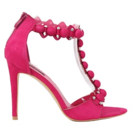 Sandale fucsia pe toc înalt GH-5A5733 Fuchsia roz