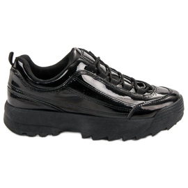 Adidași negri de patent negru