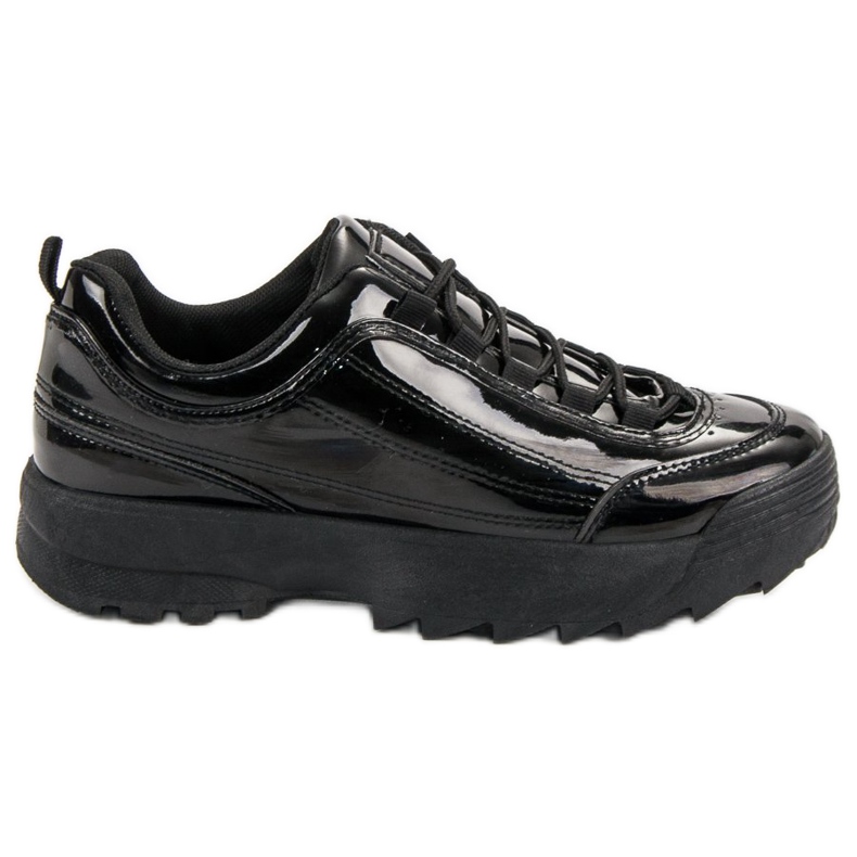 Adidași negri de patent negru