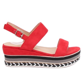Sandale cu talpa înaltă roșu 9073 Roșu roşu
