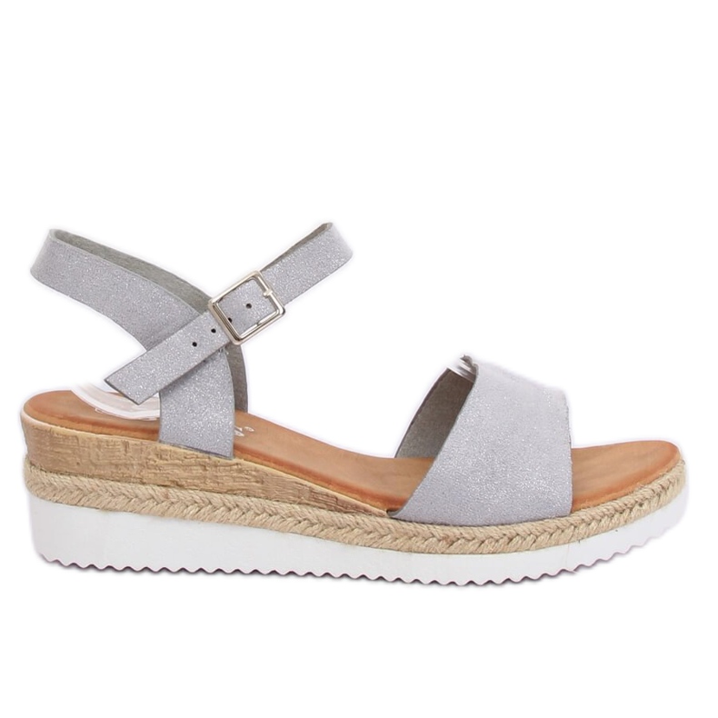 Sandale gri pe toc cu pană joasă 7868-KL Gri