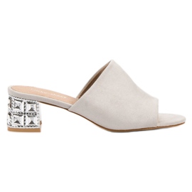 Lucky Shoes Sandale cu toc înalt din piele de căprioară gri