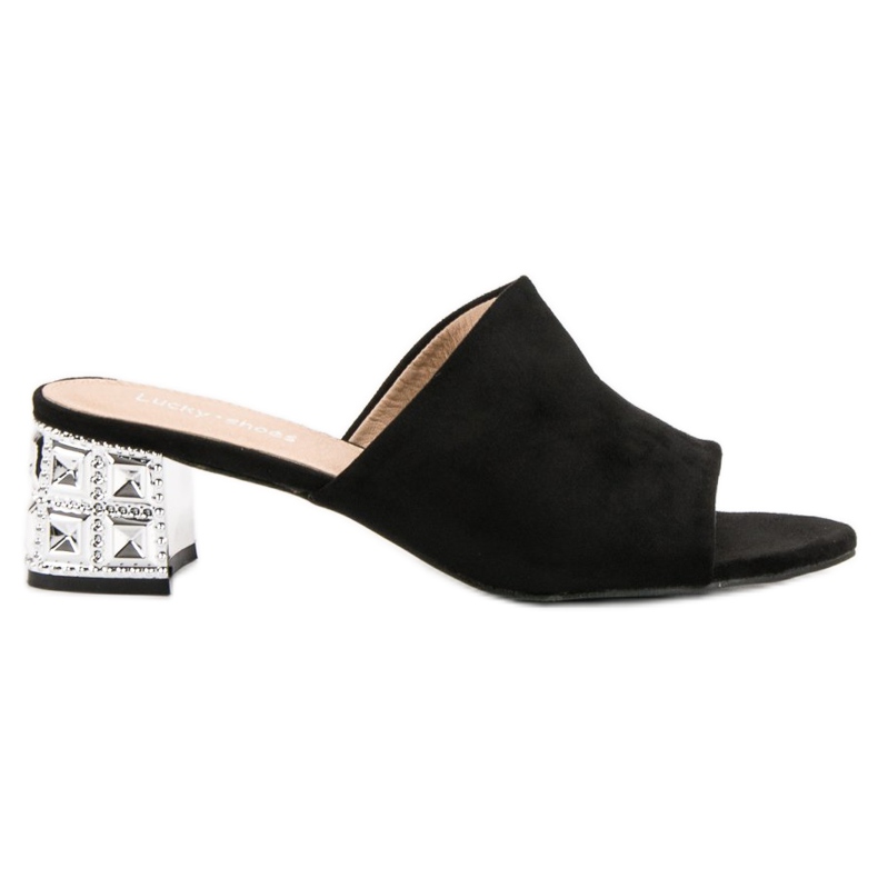 Lucky Shoes Sandale cu toc înalt din piele de căprioară negru