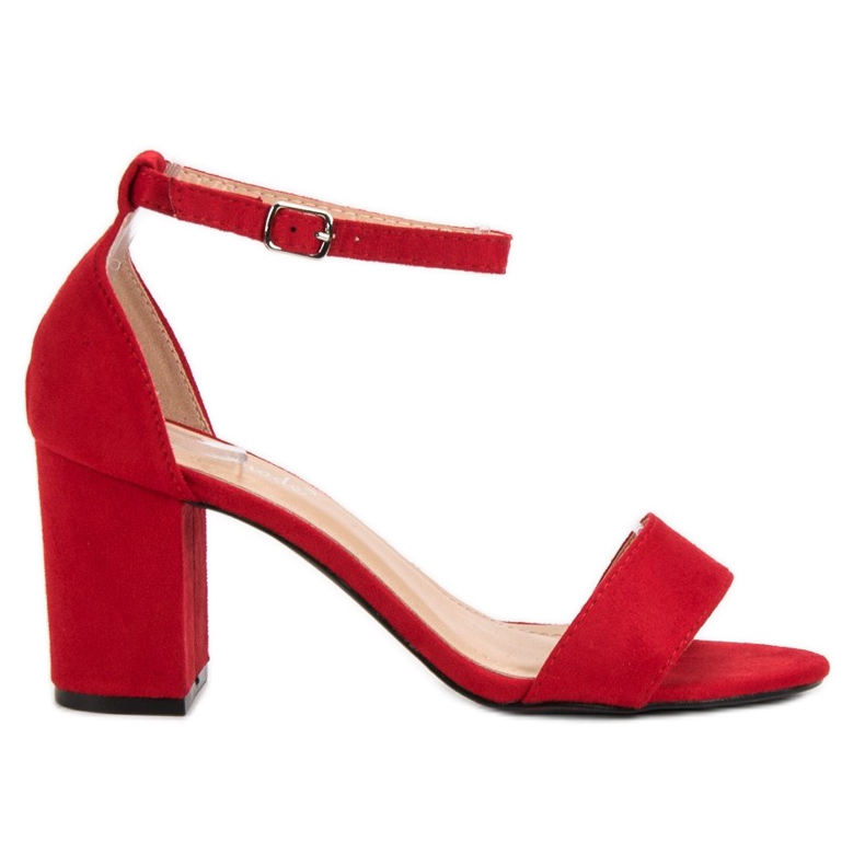 Super Mode Sandale elegante din piele intoarsa roșu