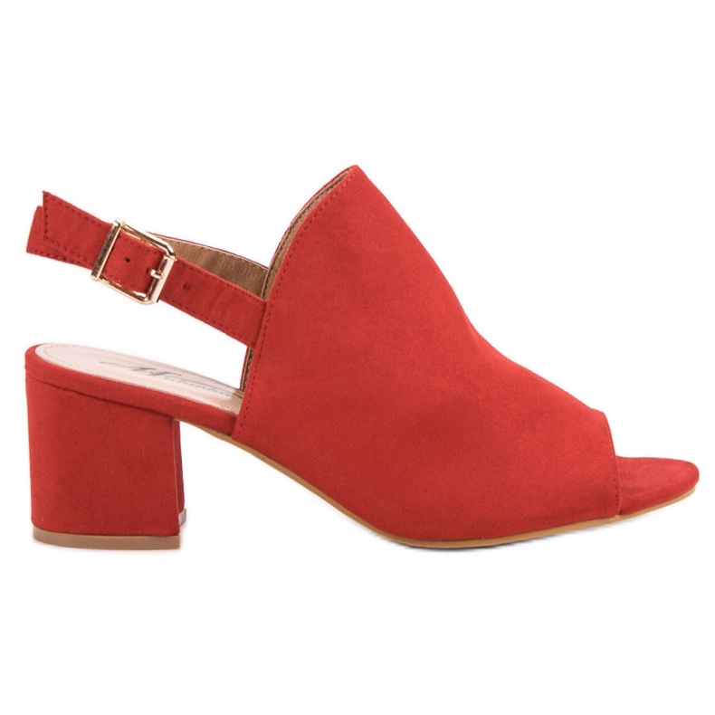 Sandale închise din piele de căprioară roșu