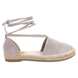 Seastar Espadrile legate cu cristale gri