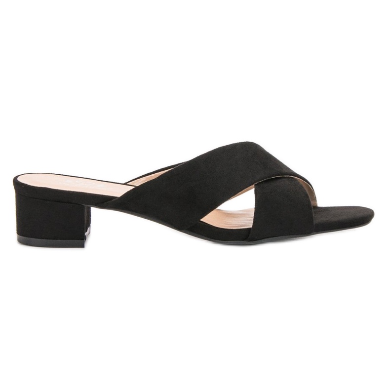 Small Swan Papuci eleganti din piele intoarsa negru