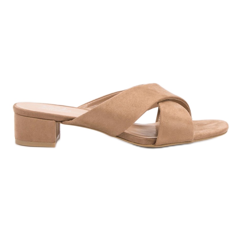 Small Swan Papuci eleganti din piele intoarsa maro