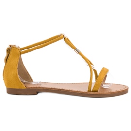 Cm Paris Sandale plate din piele de căprioară galben Cm Paris Sandale plate din piele de căprioară galben