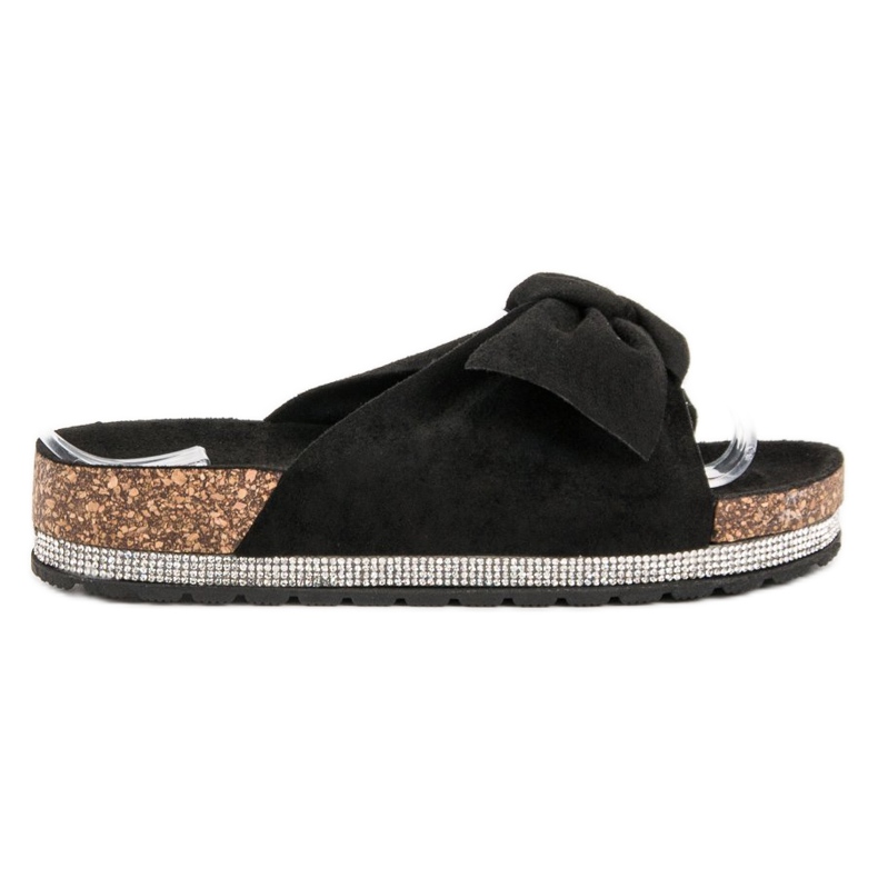 Anesia Paris Papuci din piele intoarsa cu cristale negru