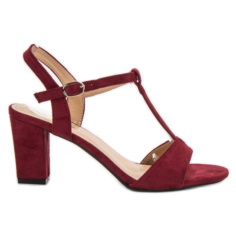 Jumex Sandale din piele de căprioară burgundă roșu