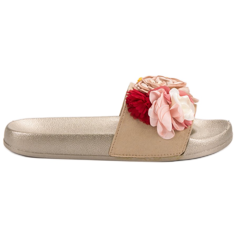 SHELOVET Papuci Aurii Cu Flori de aur