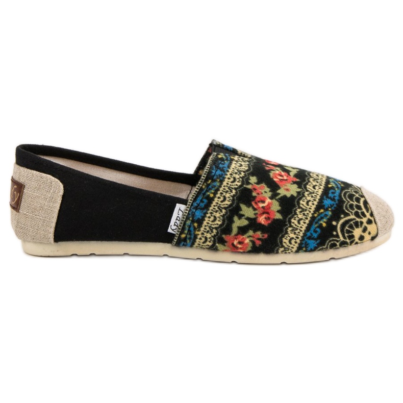 Lady Fashion Slip On Boho Sneakers negru multicolor