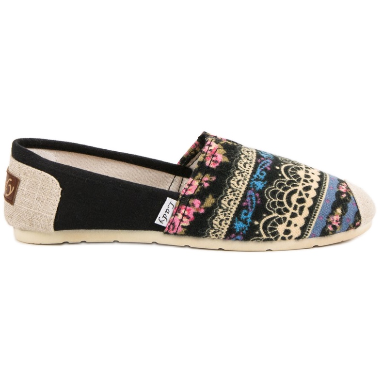 Lady Fashion Slip On Boho Sneakers negru multicolor