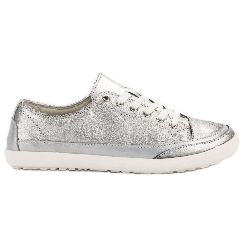 Filippo Adidași din piele argintie gri