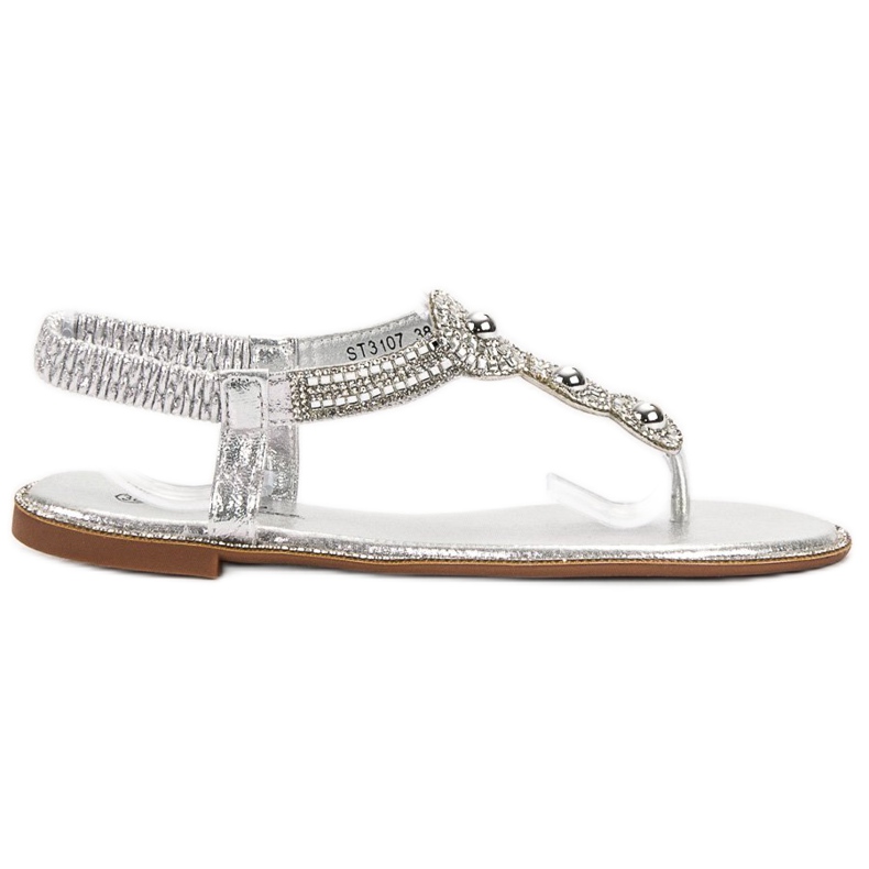 SHELOVET Sandale din argint cu ornamente gri